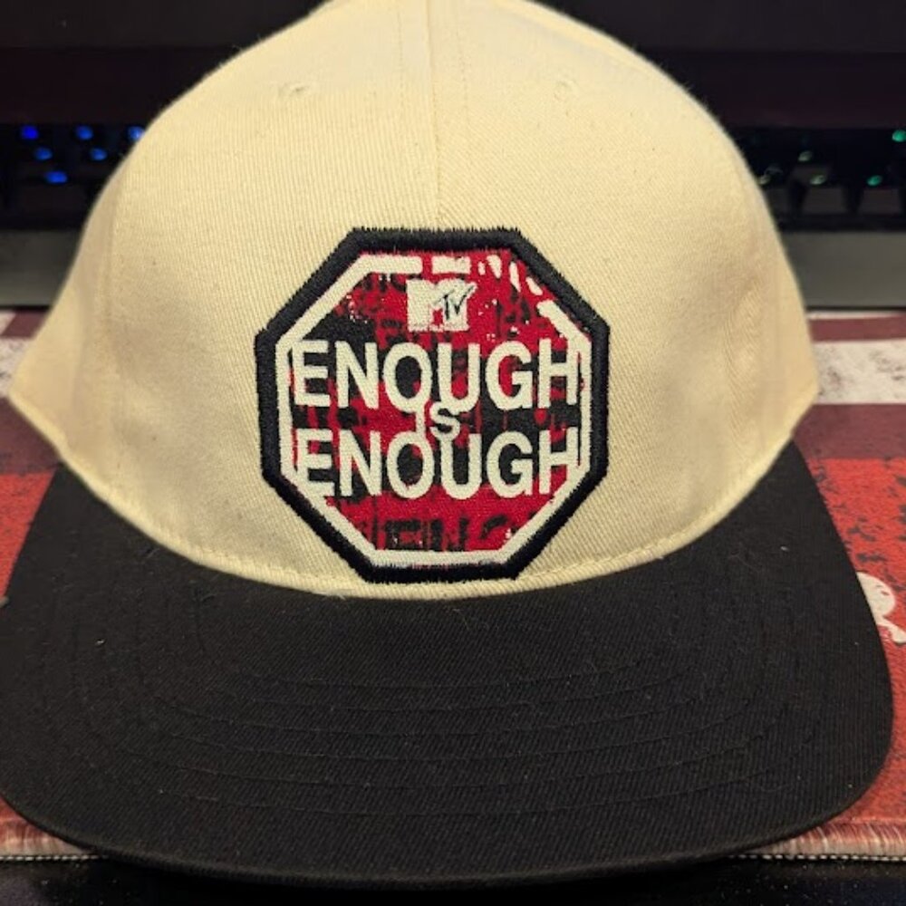 Vintage MTV Enough Is Enough Hat USA The Stitch Works Cap Merchandise News Show